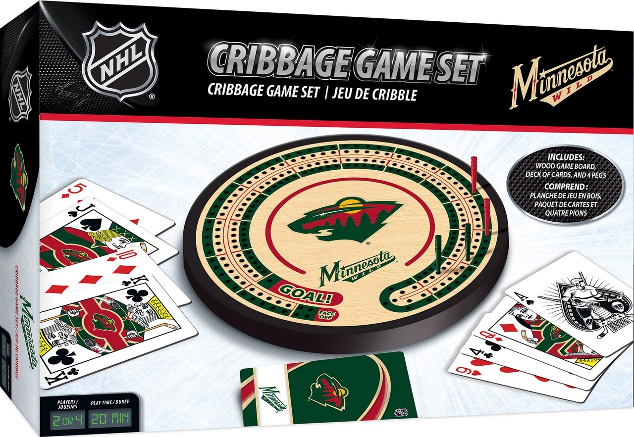 Masterpieces Officially Licensed  NHL Minnesota Wild Wooden Cribbage Game for Adults